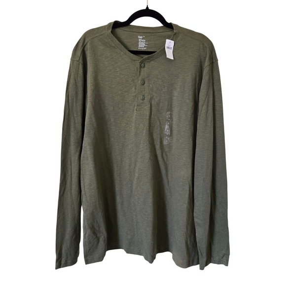 GAP Other - NWT Gap Mens XL Henley Shirt Long Sleeve Olive Green Slub Cotton New